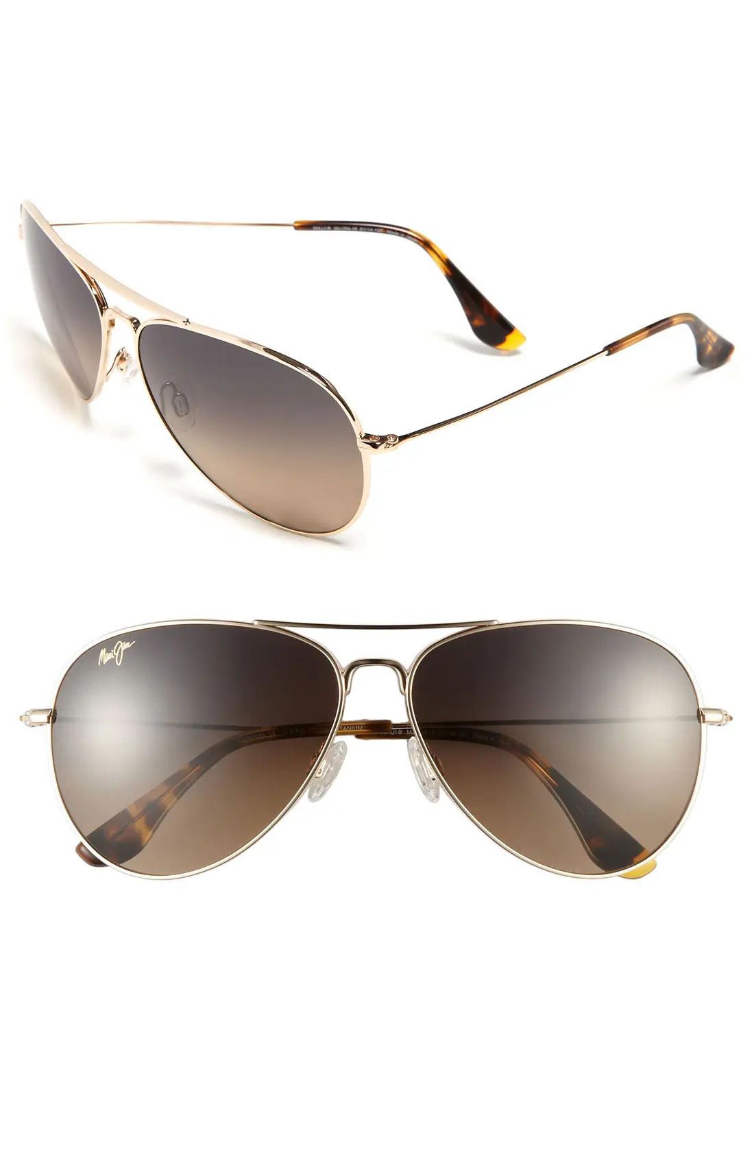 Maui Jim Mavericks 61mm Polarizedplus2 Aviator Sunglasses - Gold/ Bronze | Nordstrom