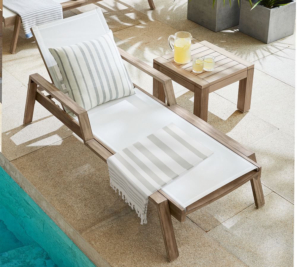 Indio Eucalyptus & Mesh Stackable Outdoor Chaise Lounge, Set of 2 | Pottery Barn (US)