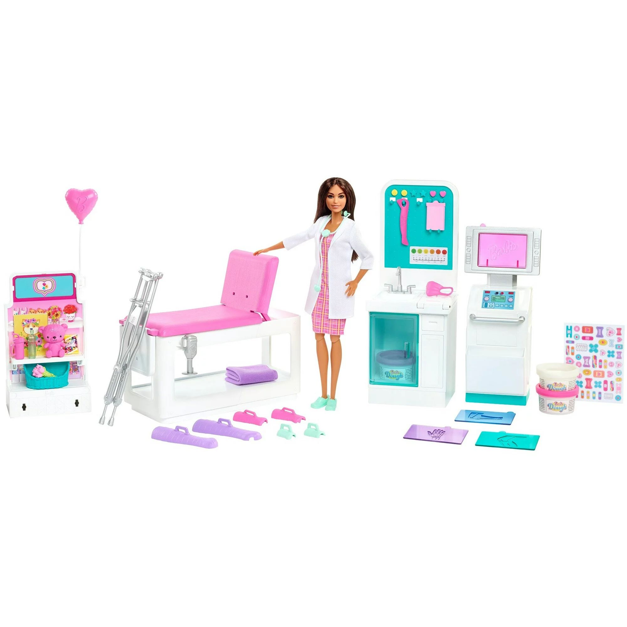 Barbie Fast Cast Clinic Doll & Playset, Brunette Doll & 30+ Accessories Including Molds & Dough | Walmart (US)