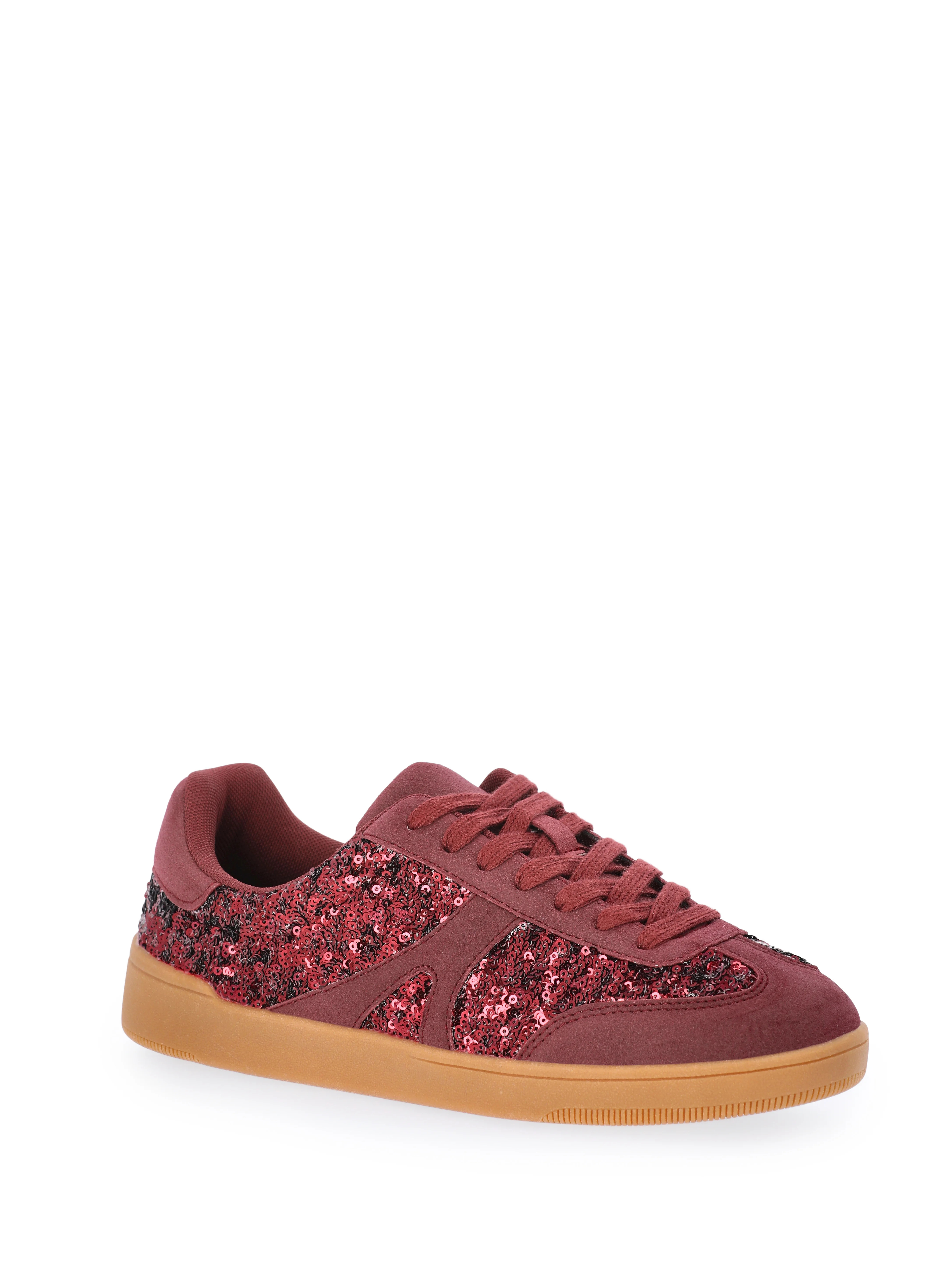 No Boundaries Sequin Faux Suede Gum Sole Sneakers, Women's | Walmart (US)