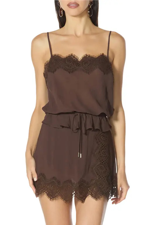 AFRM Healy Lace Trim Camisole in Espresso at Nordstrom, Size Small | Nordstrom
