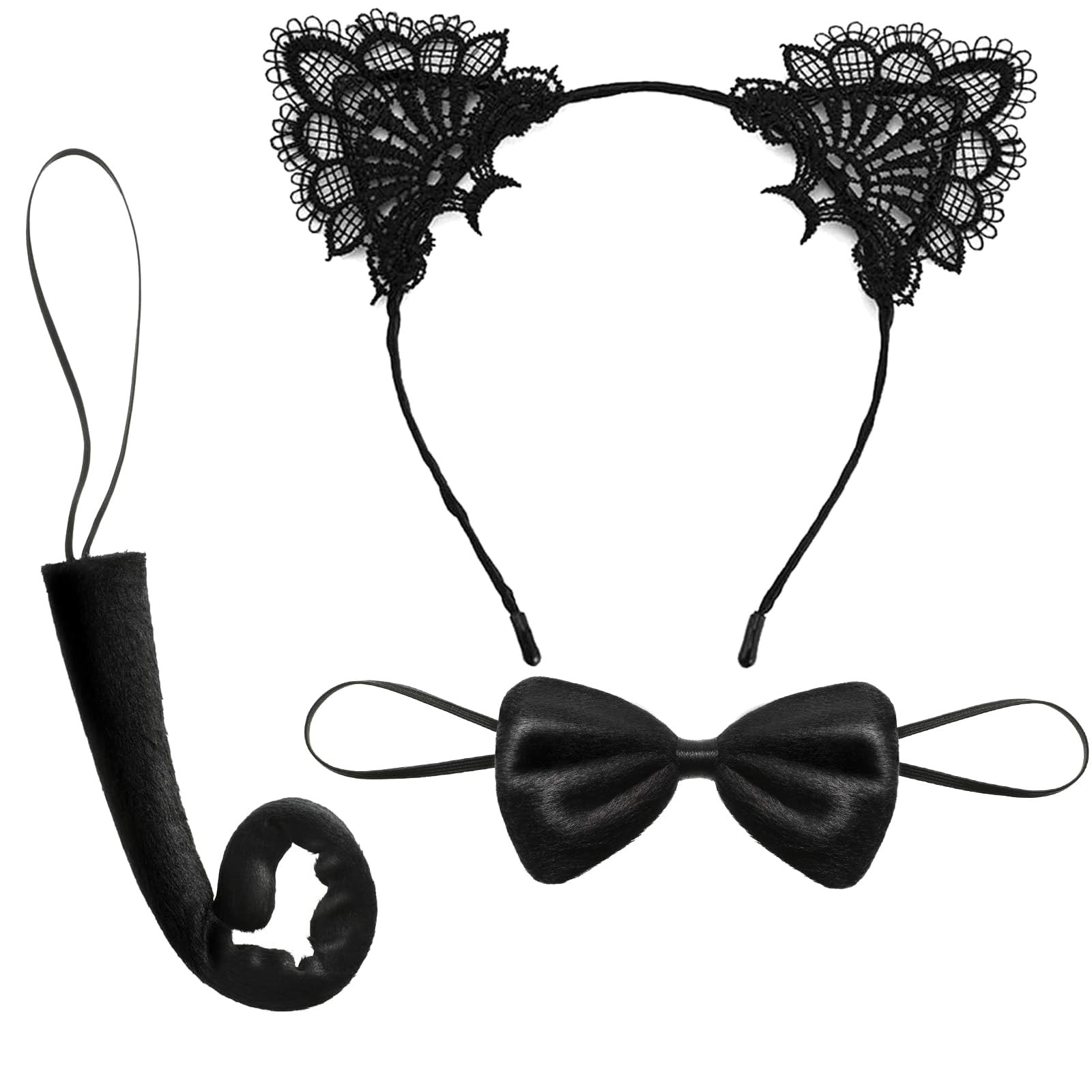 OBOVO Halloween Cat Ears Costumes, Makeup Party Lace Cat Ears Headband, Alloween Costumes Accesso... | Amazon (UK)