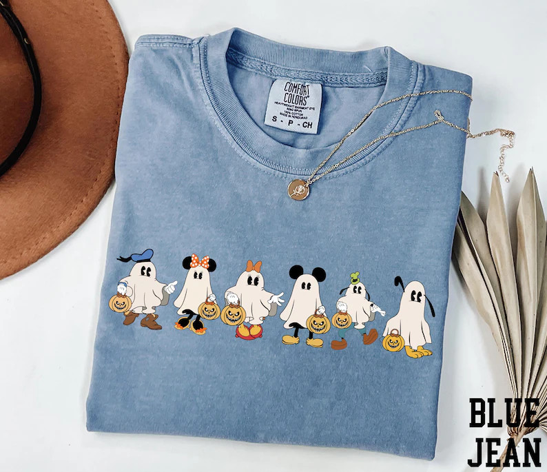 Comfort Colors® Disney Halloween Ghosts Shirt, Mickey and Friends Ghost Shirt, Retro Halloween D... | Etsy (US)