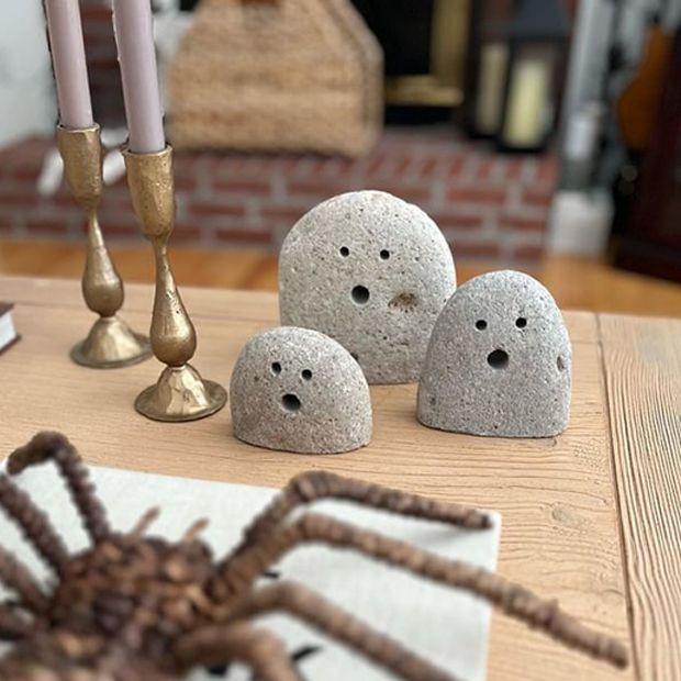 Decorative Halloween River Rock Ghosts Set of 3 | Antique Farm House