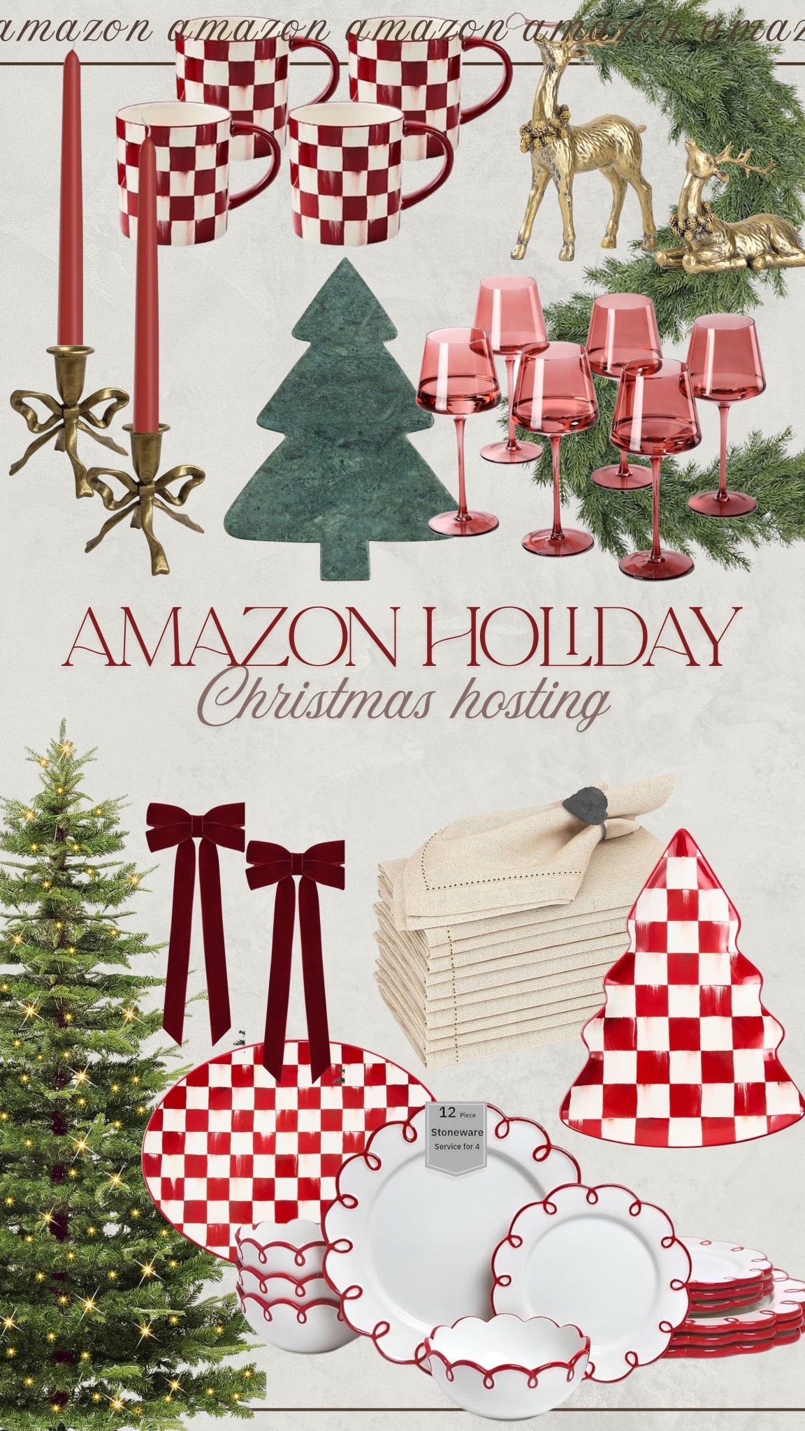 Amazon hosting finds for Christmas 😍✨ the checkered platters!! 

#LTKFindsUnder100 #LTKHome #LTKSeasonal