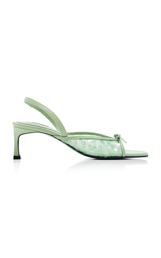 Nabi Bow-Detailed Sequined-Mesh Slingback Sandals | Moda Operandi (Global)