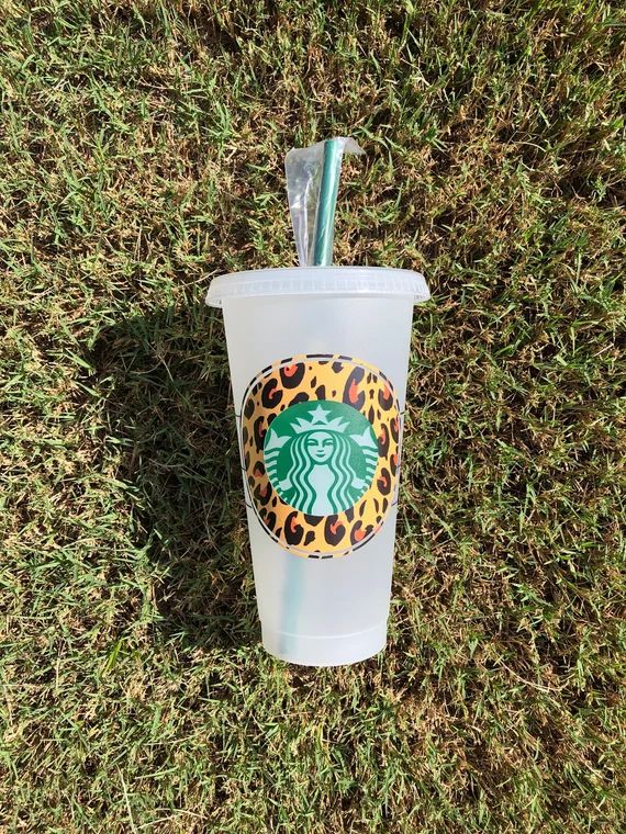 Starbucks Cup Tumbler - Custom Cold Cup With Straw - Leopard Pattern - Best Friend Wedding Gift -... | Etsy (US)