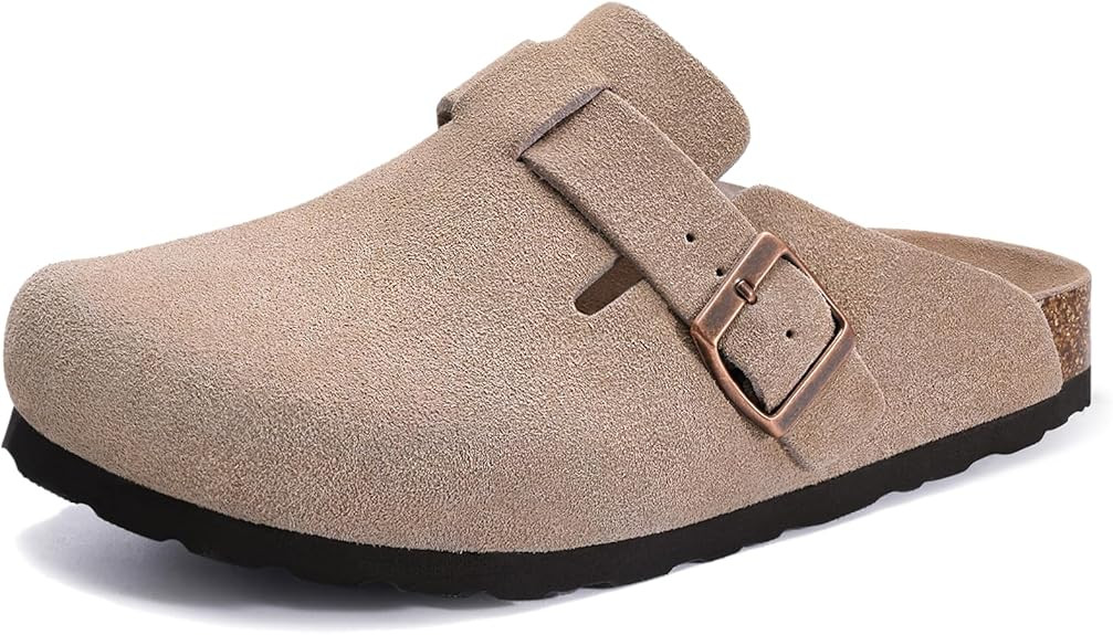 Asgard Women's Suede Clogs Leather Mules Arch Support Potato Shoes with Comfort Cork Footbed - Wi... | Amazon (US)