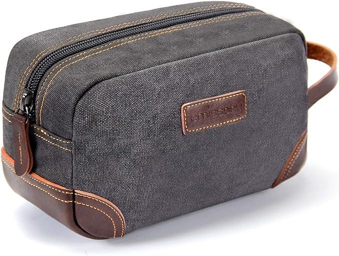 emissary Men's Toiletry Bag Leather and Canvas Travel Toiletry Bag Dopp Kit for Men Shaving Bag f... | Amazon (US)