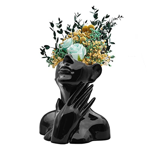 FANATAO Ceramic Face Vase, Black Vases Ceramic Vases for Home Decor,Body Shaped Vase,Black Flower... | Amazon (US)