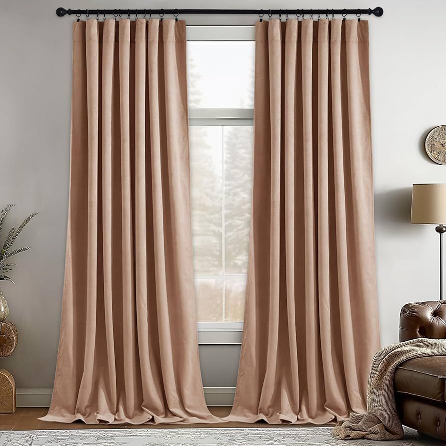 StangH Nursery Sunlight Blush Velvet Curtains - Room Darkening Curtains for Bedroom Elegant Inter... | Amazon (US)