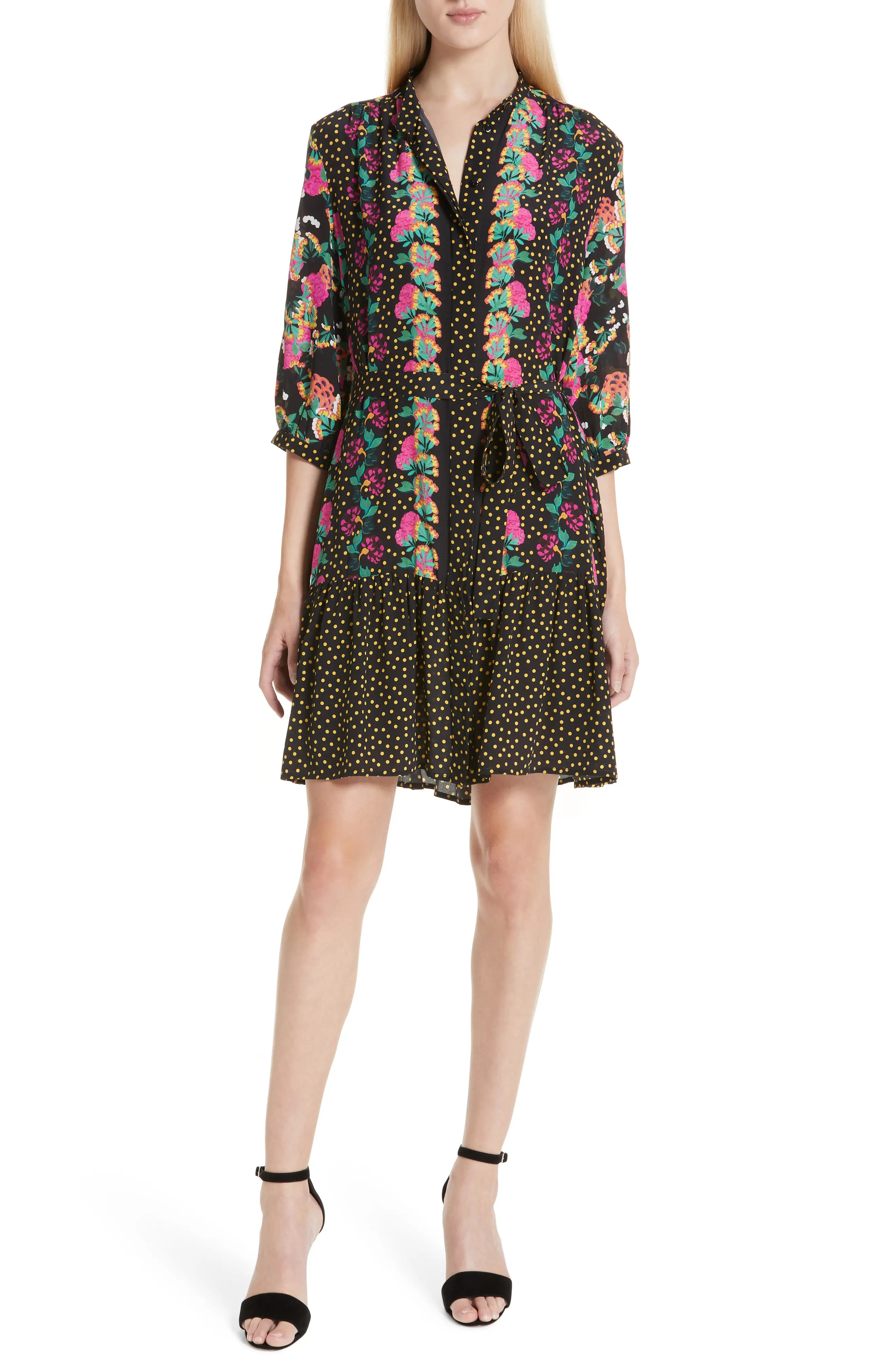 Women's Saloni Tyra Print Silk Fit & Flare Dress | Nordstrom