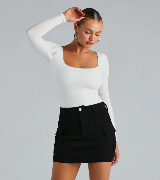 Flawless Vibes Smooth Knit Long Sleeve Bodysuit | Windsor Stores