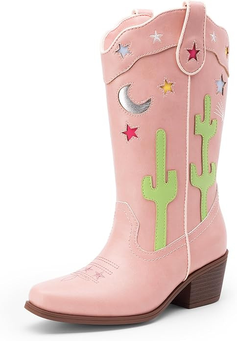 DREAM PAIRS Girls Cowboy Boots Cowgirl Mid Calf Western Boots Square Toe for Toddler/Little Kid/B... | Amazon (US)