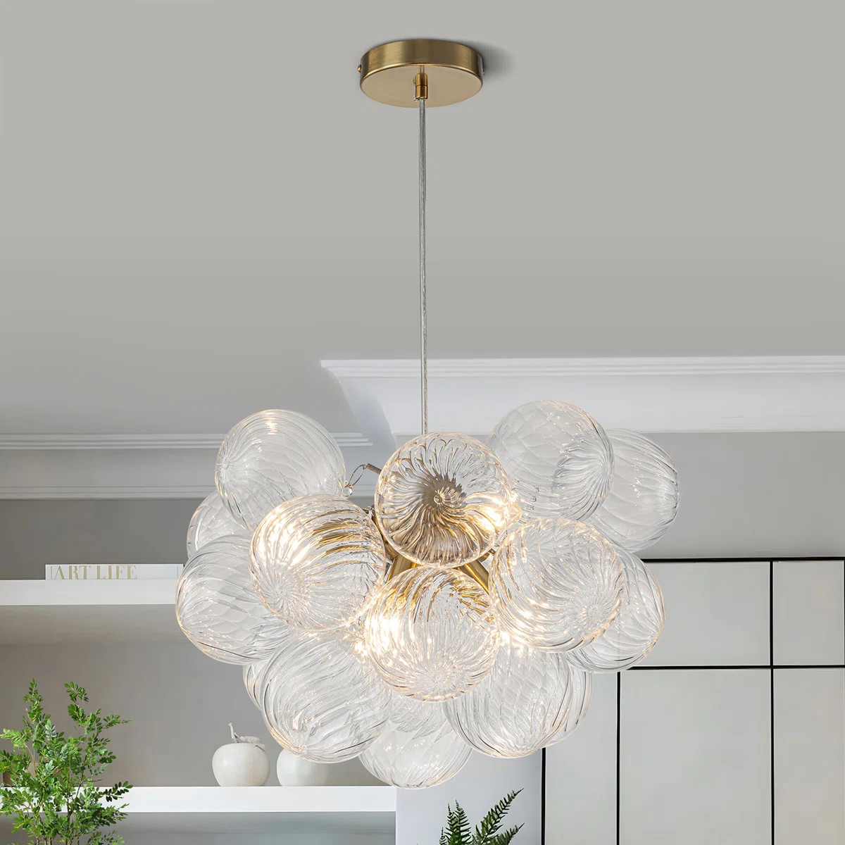 Brody 6 - Light Dimmable Swirled Glass Globe Sphere Chandelier | Wayfair North America