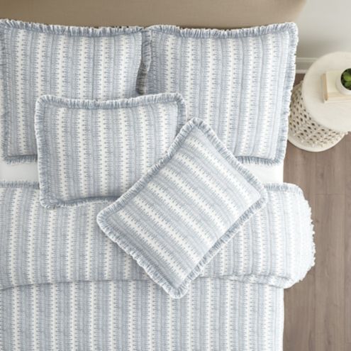 Ali Ruffled Stripe Cotton Quilt | Ballard Designs, Inc.