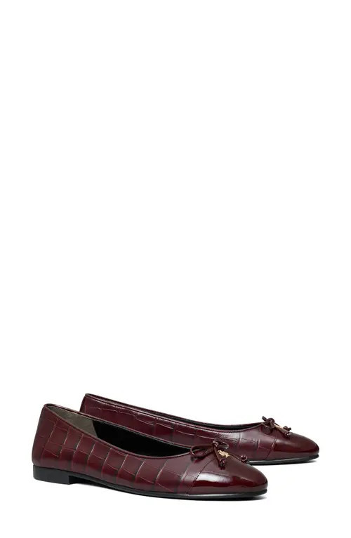 Tory Burch Cap Toe Ballet Flat in Deep Burgundy /Deep Burgundy at Nordstrom, Size 10 | Nordstrom