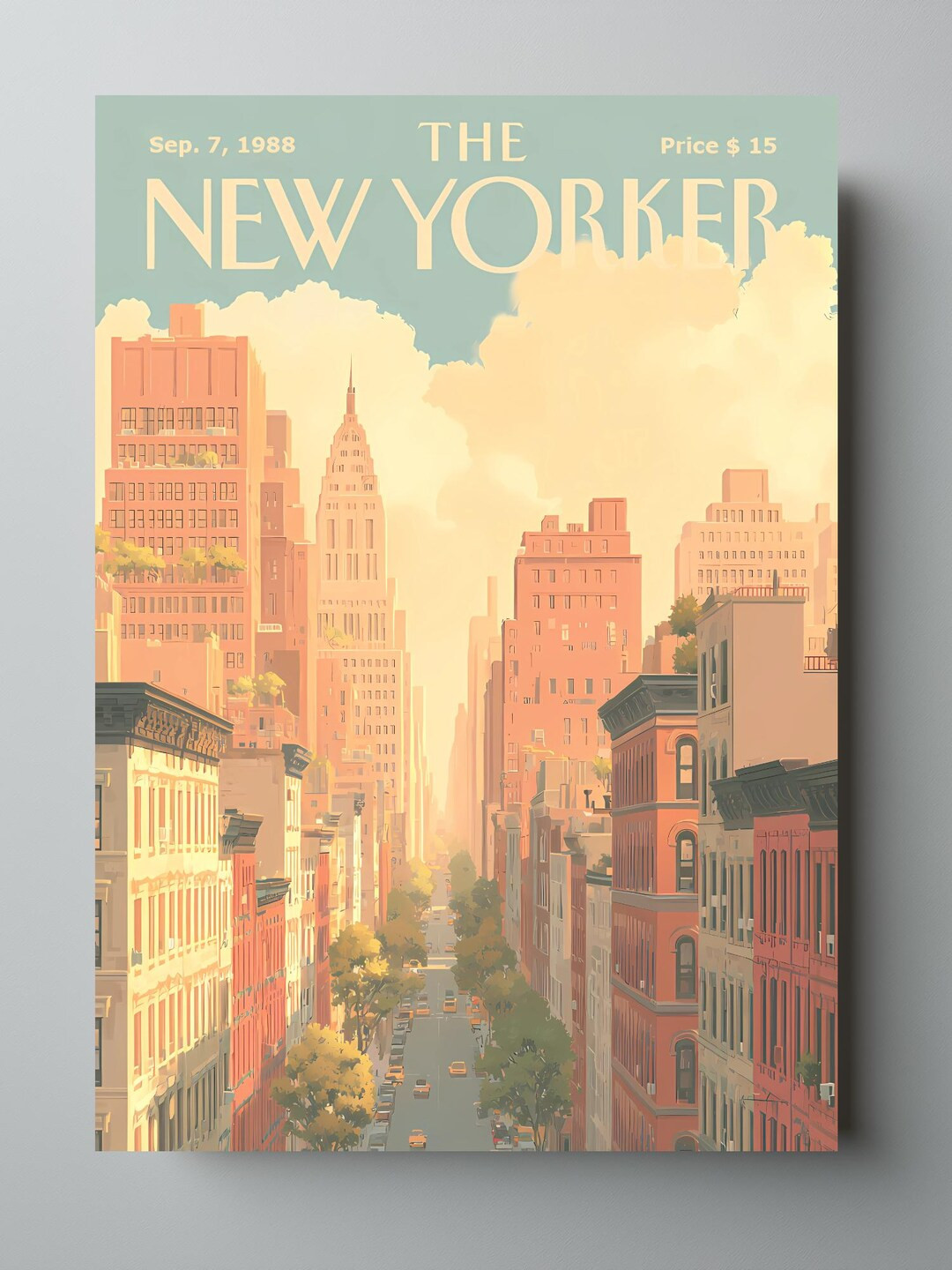 New Yorker Cover Art Print, 1988, Manhattan Sunset (digital Download) - Etsy | Etsy (US)