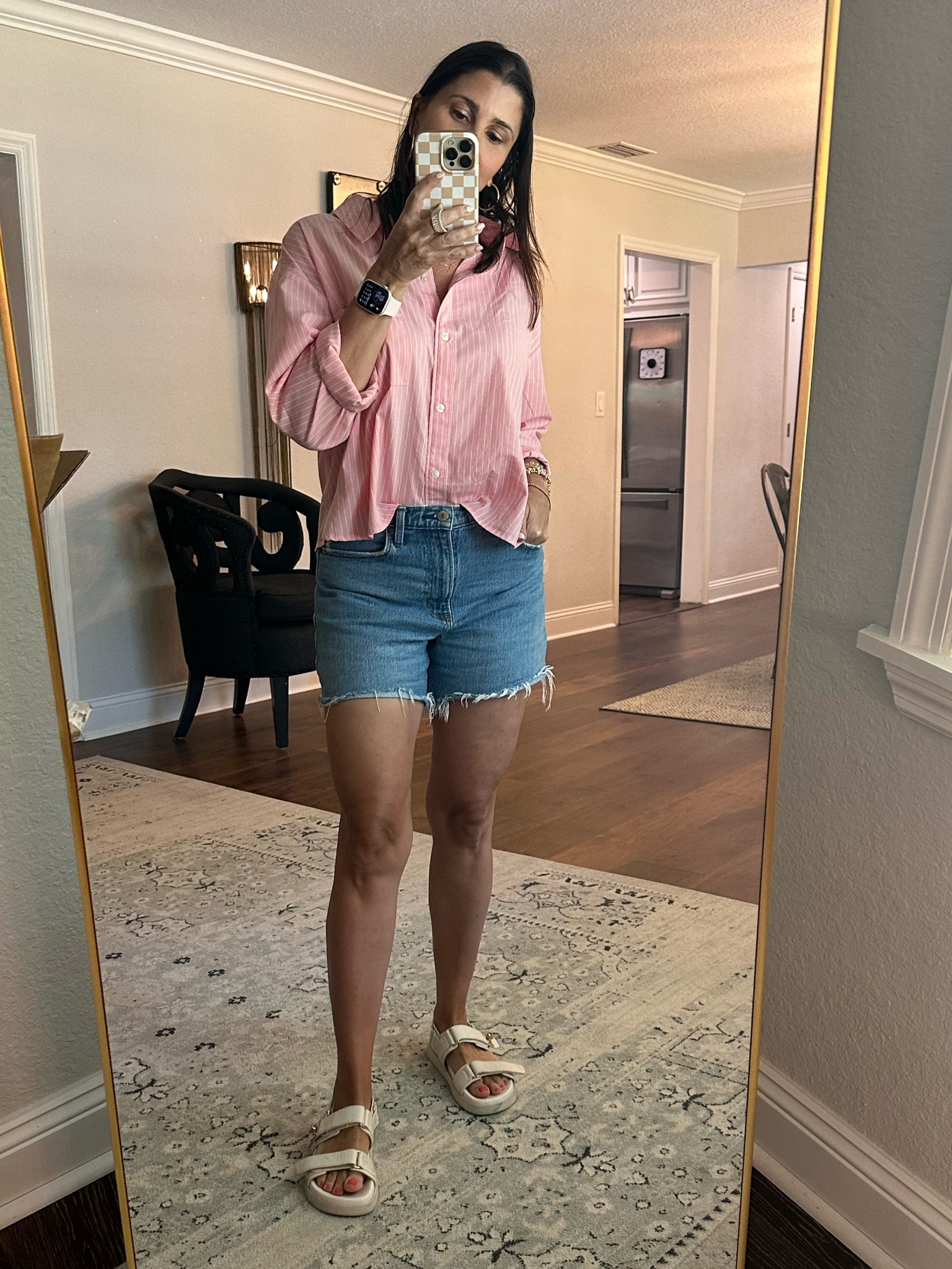 Loving this cropped shirt and my fav shorts! Medium in shirt. Shorts true to size  

#LTKFindsUnder100 #LTKxAF #LTKOver40