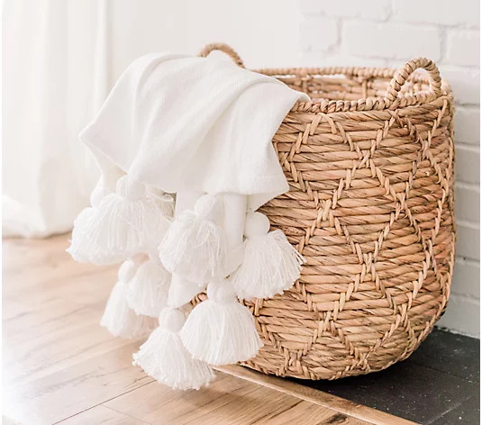 Ivory Knit Throw 50" x 60" with Tassles by Lauren McBride | QVC