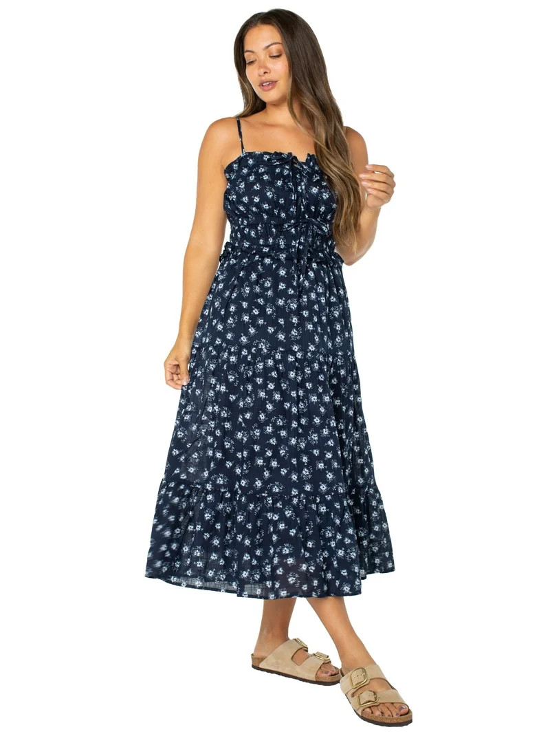 Celebrity Pink Women's Smocked Waist Ruffle Maxi Dress, Sizes S-XL | Walmart (US)