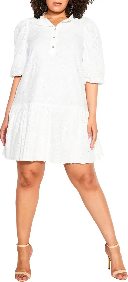 City Chic Elysia Broderie Cotton Shift Dress | Nordstrom | Nordstrom