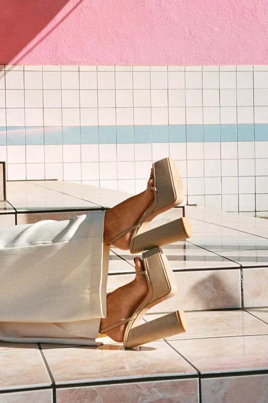 Faux Leather Platform Strappy Block Heels | Nasty Gal (US)