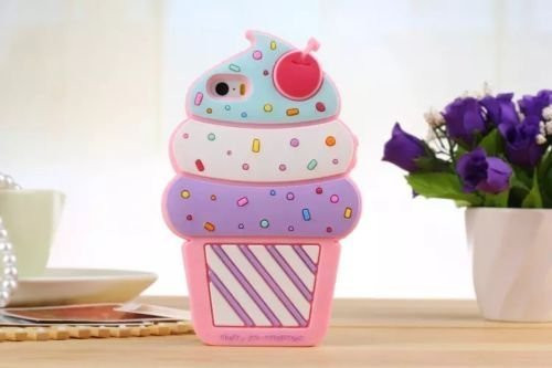 iPhone 5 Case, Cute Ice Cream 3D Cut Cake Back Cover Soft Rubber Silicone Protective Skin iPhone 5 f | Amazon (US)
