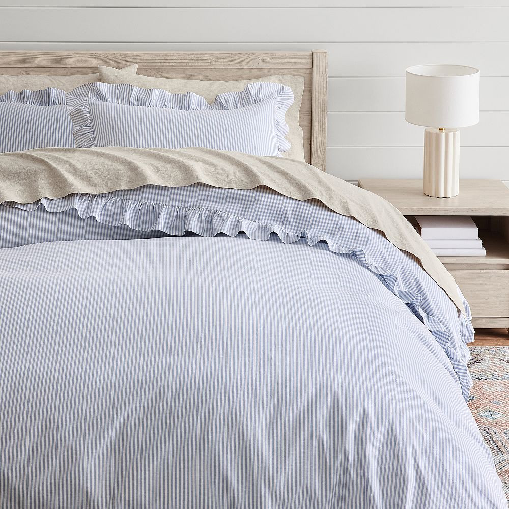 Ruffle Stripe Duvet Cover | Pottery Barn Teen