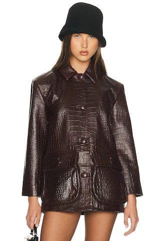 Schoolyard Jacket in Leather With Croc Emboss | FWRD 