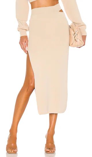 x REVOLVE Cut Out Knit Midi Skirt in Nude | Revolve Clothing (Global)