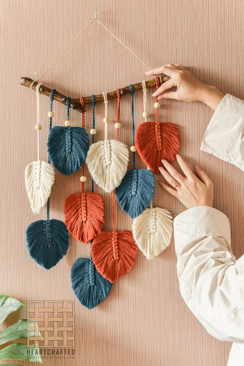 Macrame Leaf Wall Hanging, Macrame Wall Hanging, Green Wall Art, Boho Home Decor, New Home Gifts,... | Etsy (US)