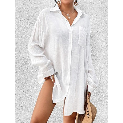 Women Button Down Beach Shirt Cover Up for Swimwear Blouse Tops | Target