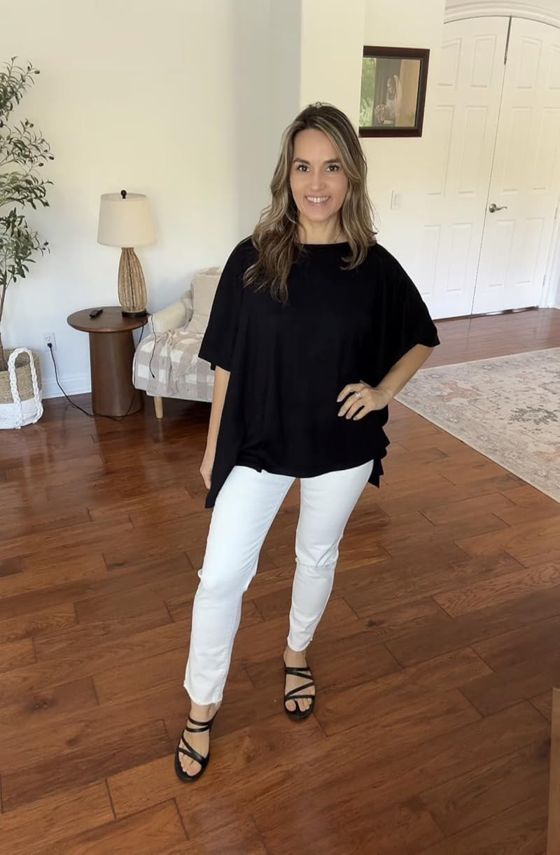 
Effortless Everyday Outfit Ideas This black flowy poncho-style top with white skinny jeans is such an easy outfit to dress up or down. Perfect for casual dinners, brunch dates, travel days, or everyday chic style. The loose relaxed fit is flattering, comfortable, and easy to pair with sandals, wedges, or sneakers for a timeless neutral look. #EverydayStyle #CasualChic #BlackAndWhiteOutfit #EffortlessStyle #AmazonFashion #WomenOver40Style #SimpleStyle #MinimalStyle #FashionInspo #NeutralOutfit #MomStyle #CasualOutfitIdeas #ComfyFashion #SummerStyle #ChicOutfits #StyleOver40 #ClassicStyle #OOTD #FashionFinds #EasyOutfits #CapsuleWardrobe #ElegantCasual #AmazonFinds #Over40Fashion #TimelessStyle 

 