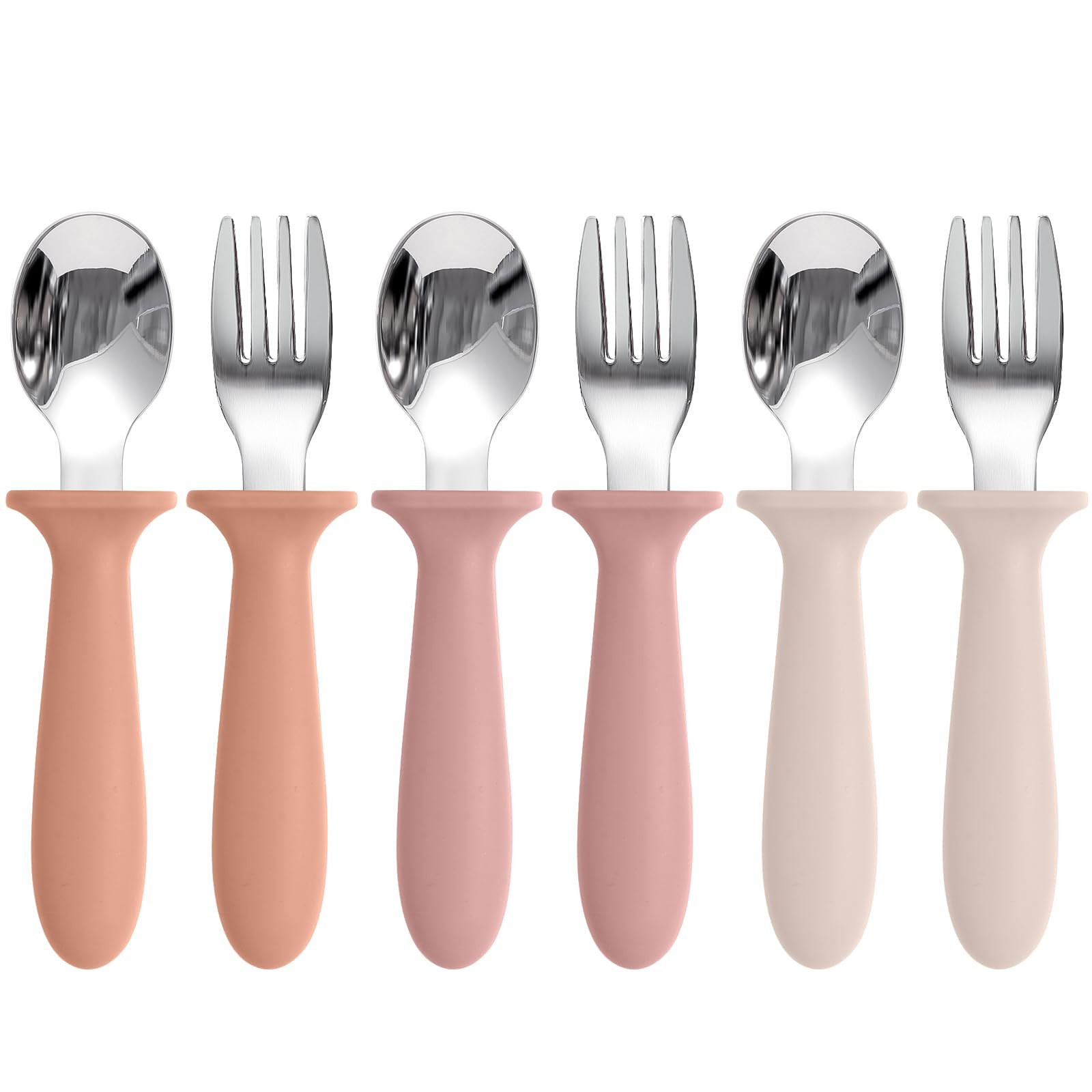Toddler Spoons and Forks Set, 6 Pack Kids Silverware with Silicone Handle, BPA Free, 18/8 Stainle... | Amazon (US)