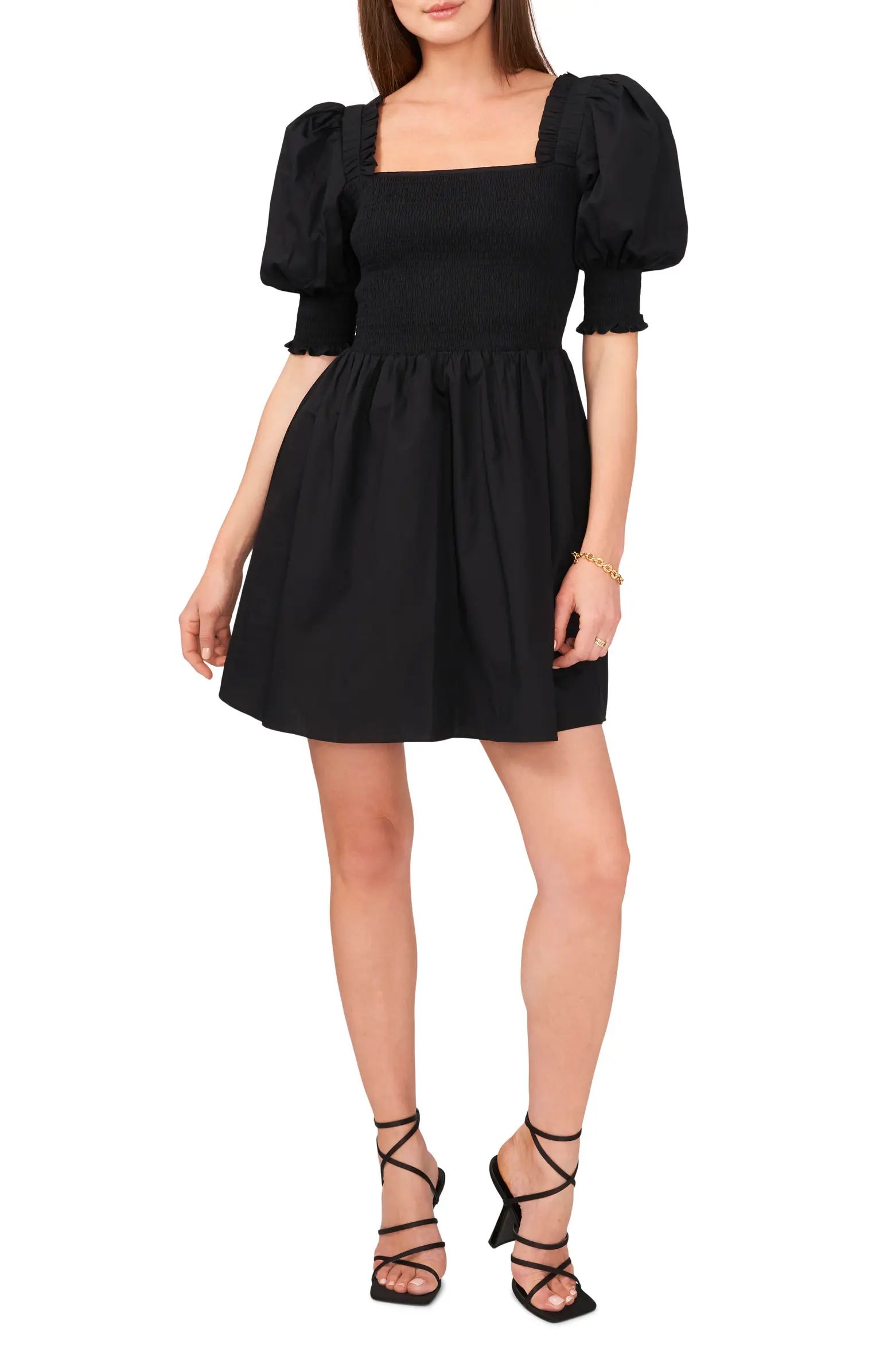 1.STATE Puff Sleeve Cotton Poplin Minidress | Nordstrom | Nordstrom