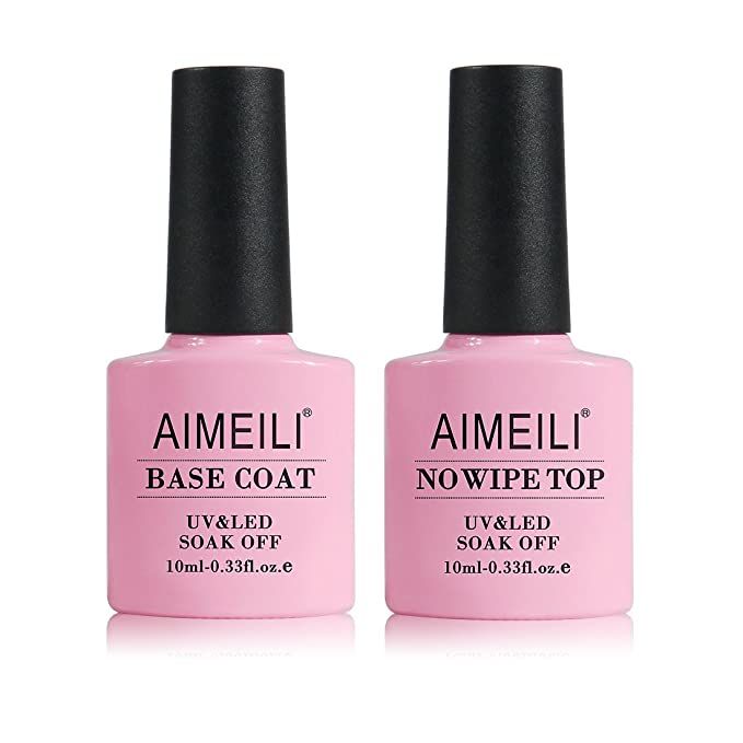 AIMEILI Gel Nail Polish No Wipe Top and Base Coat Set Soak Off UV LED Gel Nail Lacquer - 2 x 10ml | Amazon (US)