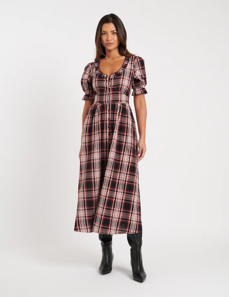 Red Check Flossie Midi Dress | Nobody's Child