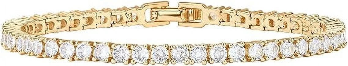 PAVOI 14K Gold Plated Cubic Zirconia Classic Tennis Bracelet | Yellow Gold Bracelets for Women | ... | Walmart (US)