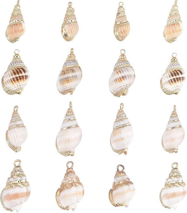 SUNNYCLUE 1 Box Shell Charms Natural White Cowrie Seashells Charm Conch Shells Electroplated Char... | Amazon (US)