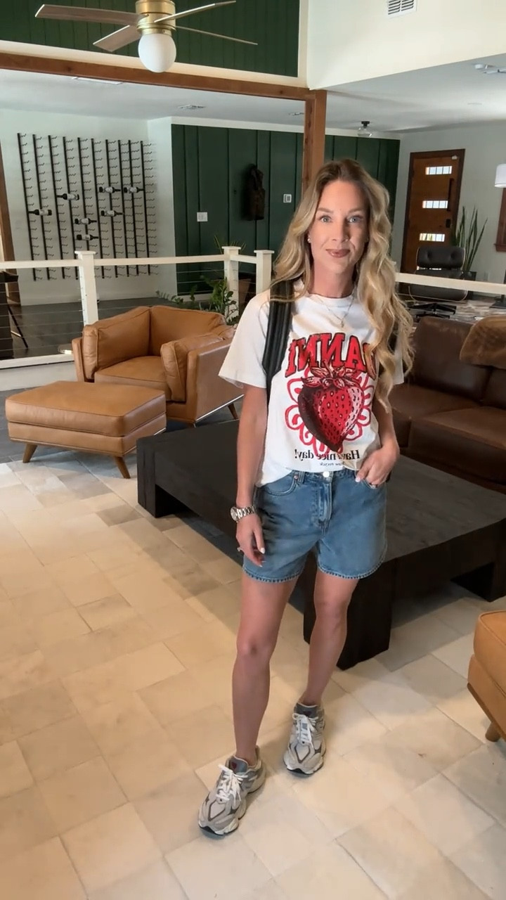 Summer is coming !  The most casual cute fit you can wear all  summer long ! 🍓 🍌 🫐 I want this tee in every print !! It’s that good !

Tee: small
Shorts: 25 

#LTKvlog #LTKgrwm #LTKootd