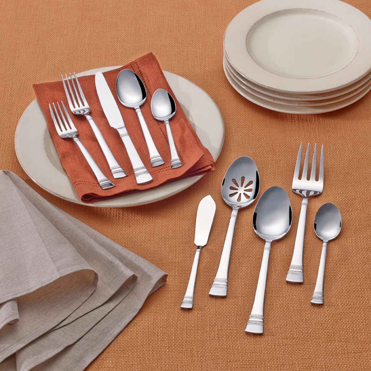 Pfaltzgraff Sapphire Bay 53-Piece Stainless Steel Flatware Set, Service for 8 | Wayfair North America