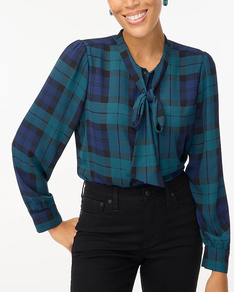 Petite bow tie-neck top | J.Crew Factory