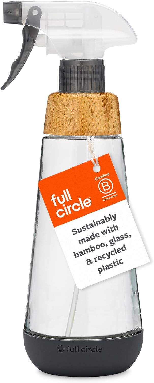 Full Circle Refill-Ready Glass Spray Bottle, Bamboo, Silicone, Gray | Amazon (US)