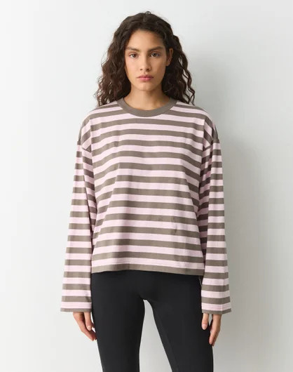 Stripe Cotton Boxy Long Sleeve Top | Glassons (Australia)