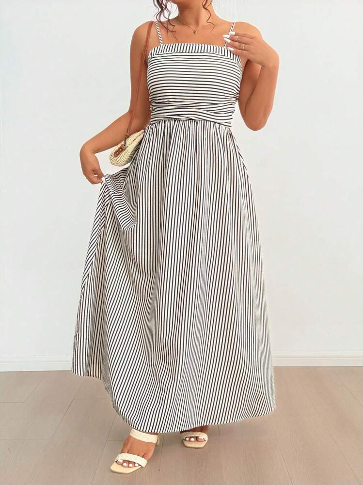 Striped Strapped Casual Dress for vacation  | SHEIN