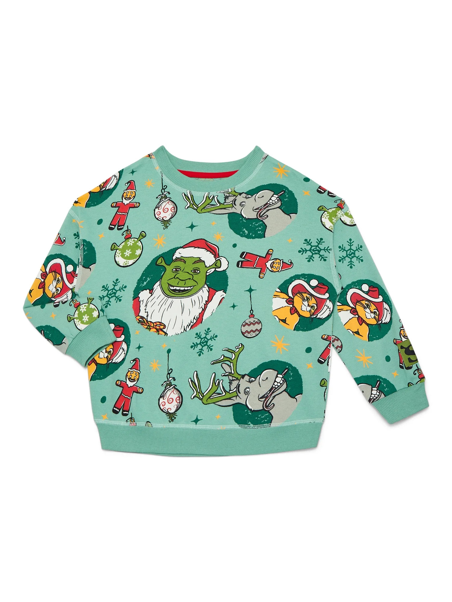 Shrek Toddlers' Christmas Print Crewneck Sweatshirt with Long Sleeves, Sizes 12M-5T | Walmart (US)
