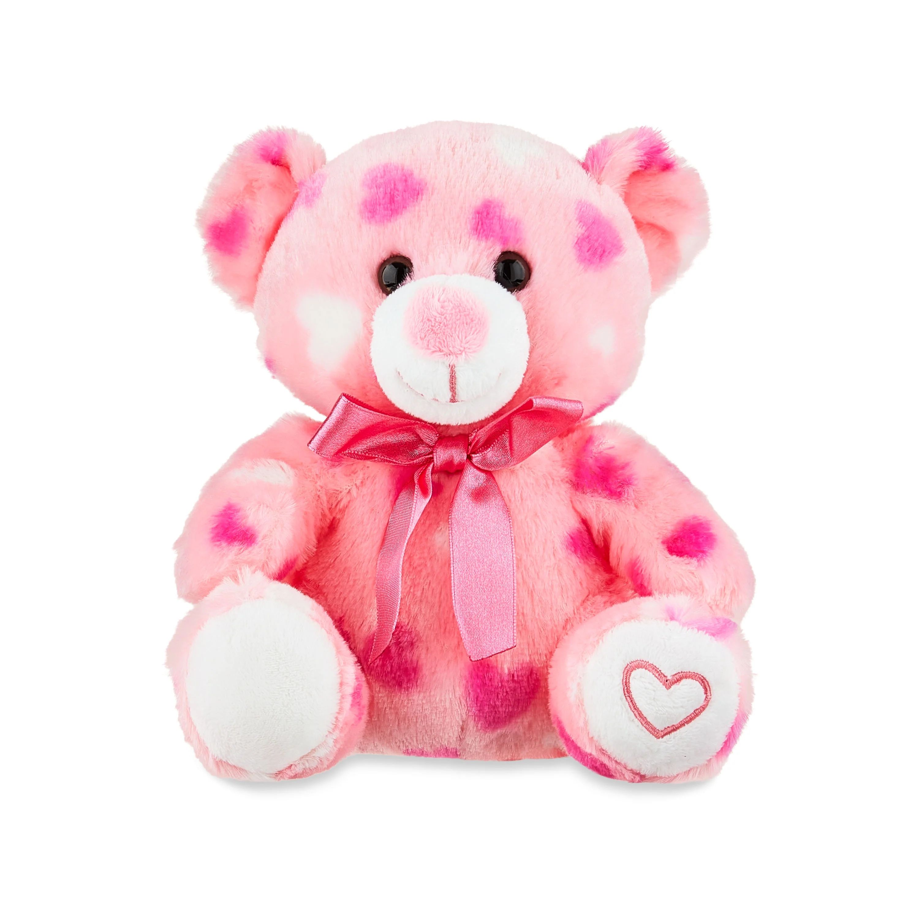 Valentine's Day 8" Pink with Hearts Teddy Bear Plush by Way To Celebrate - Walmart.com | Walmart (US)