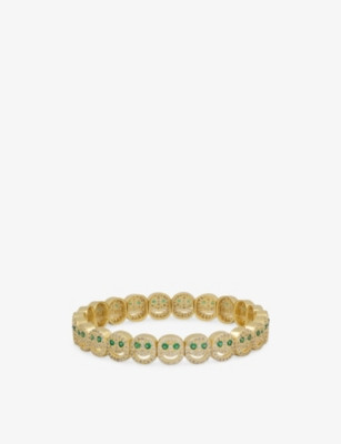 The Pavé The Happy Face 18ct Yellow Gold Plated Brass And Cubic Zirconia Bracelet | Selfridges