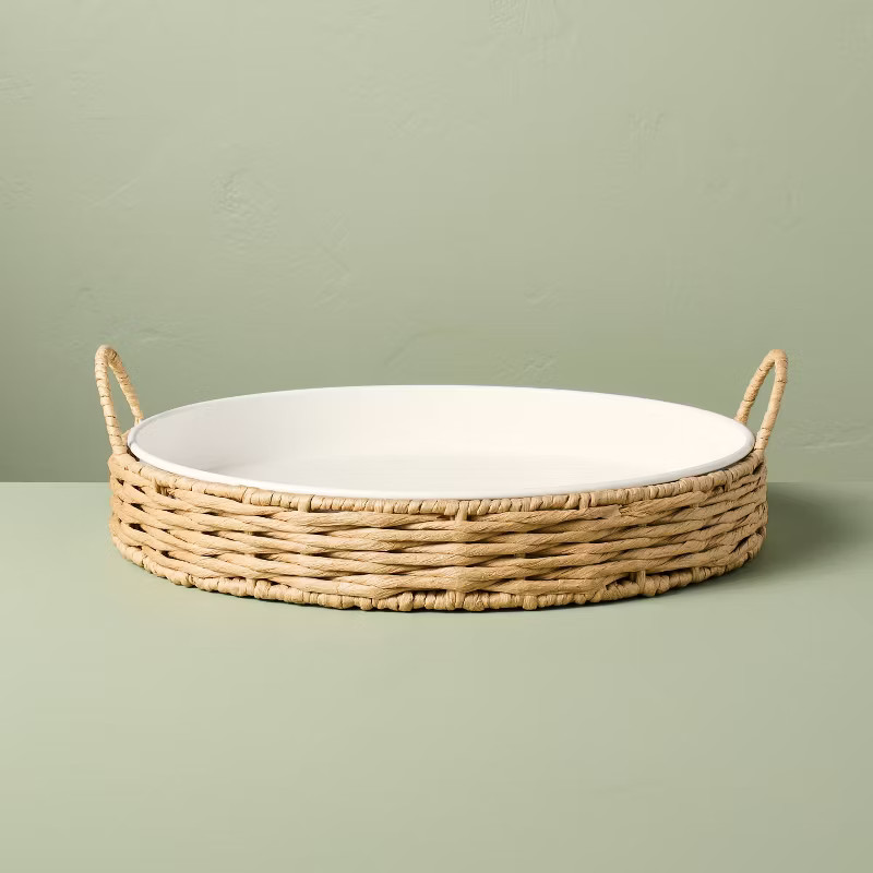 Woven Paper Round Serve Tray White/Tan - Hearth & Hand™ with Magnolia | Target